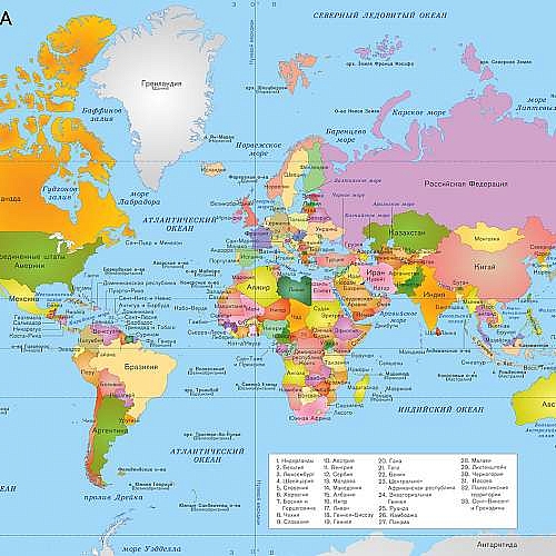 Фотообои Мир Политическая карта  L-118 (4,0х2,7 м)