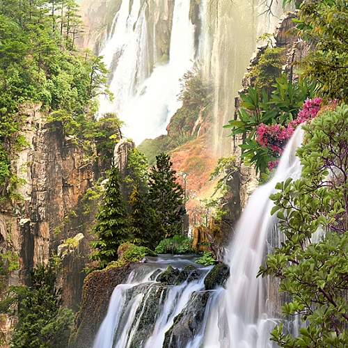 Фотообои Водопады на горе К-049 (1,0х2,7 м)