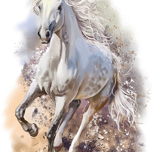 Фотообои Белый конь живопись Н-034 (2,0х2,7 м)